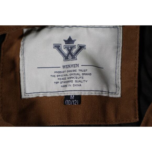 Wenven Jacket Mens Medium Brown Hooded Workwear Utility Cotton Canvas Pockets - Picture 5 of 5
